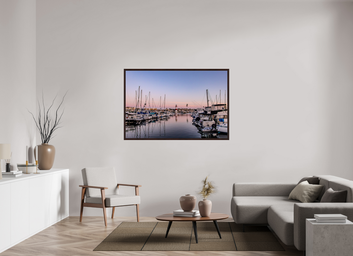 60 x 40″, Dark Brown Wooden Flame under Acrylic glass The Oceanside Harbor