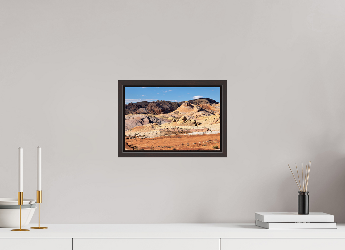 12 x 8″, Alder Brown Wooden Floater Frame Sandstone Formation at Fire Wave Trail