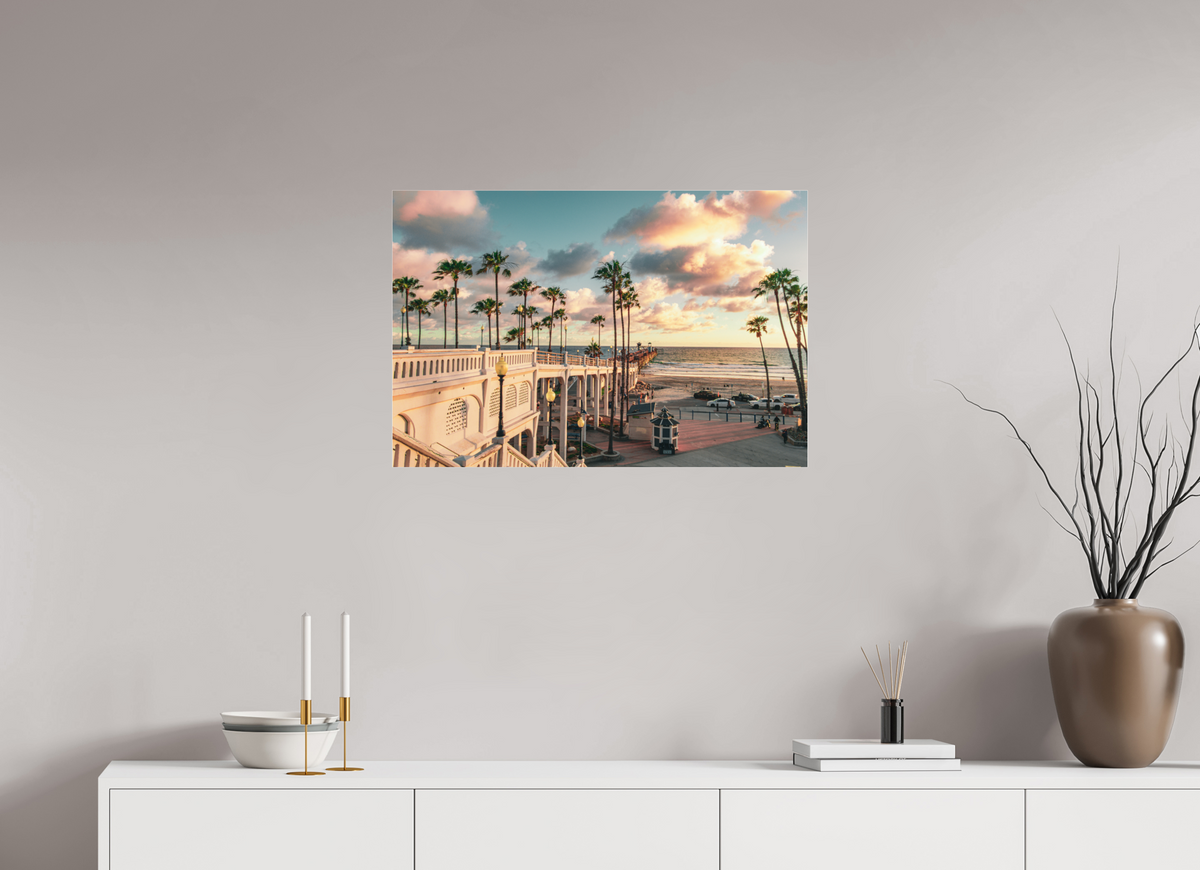30 x 20″, Metallic Photo Print under Acrylic Glass Beautiful Clouds at the Oceanside Pier