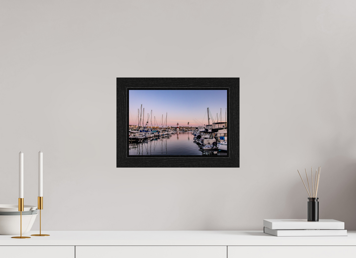 12 x 8″, Black Oak Wooden Flame under Acrylic Glass The Oceanside Harbor