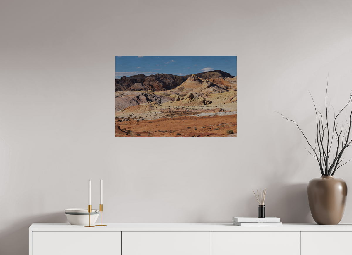 30 x 20″, Direct Print on Brushed Aluminum Sandstone Formation at Fire Wave Trail
