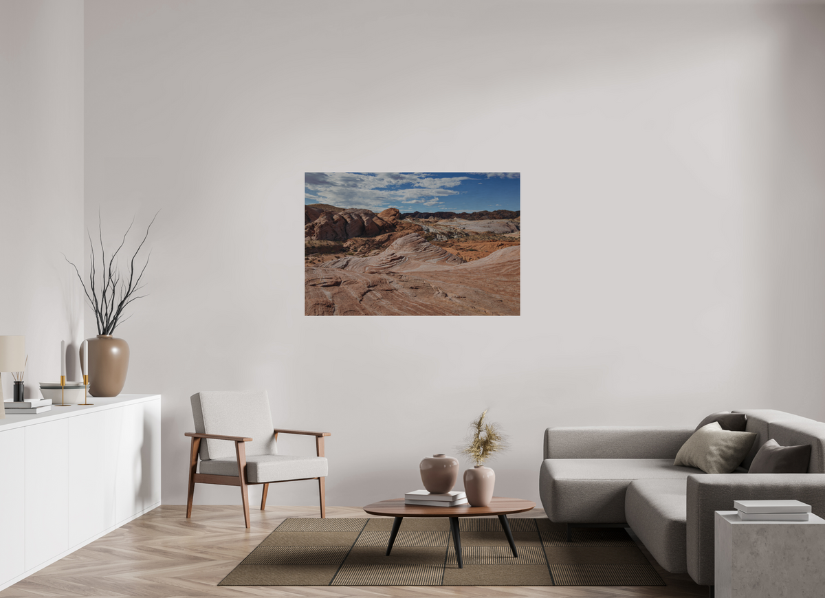 54 x 36″, Direct Print on Brushed Aluminum Sandstone Formation at Fire Wave Trail