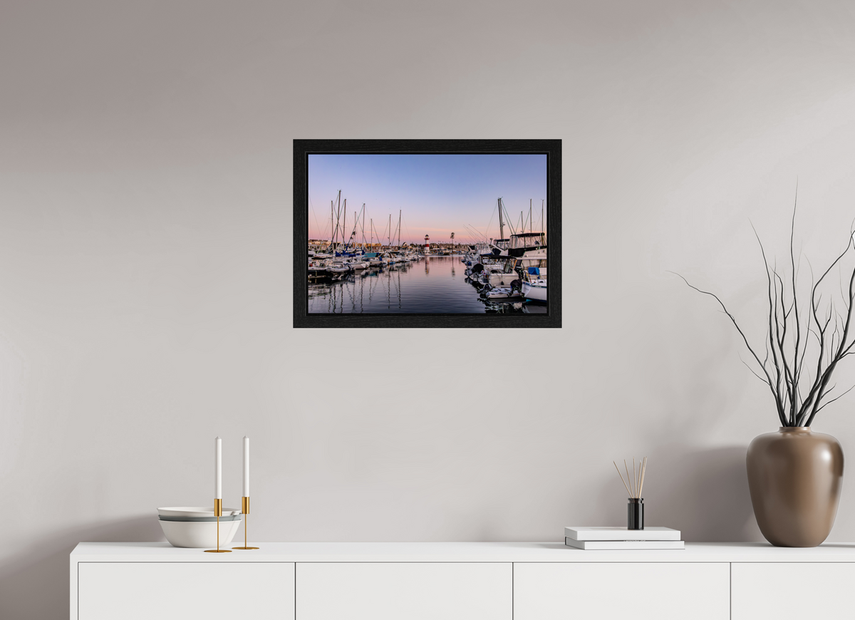 24 x 16″, Black Oak Wooden Flame under Acrylic Glass The Oceanside Harbor
