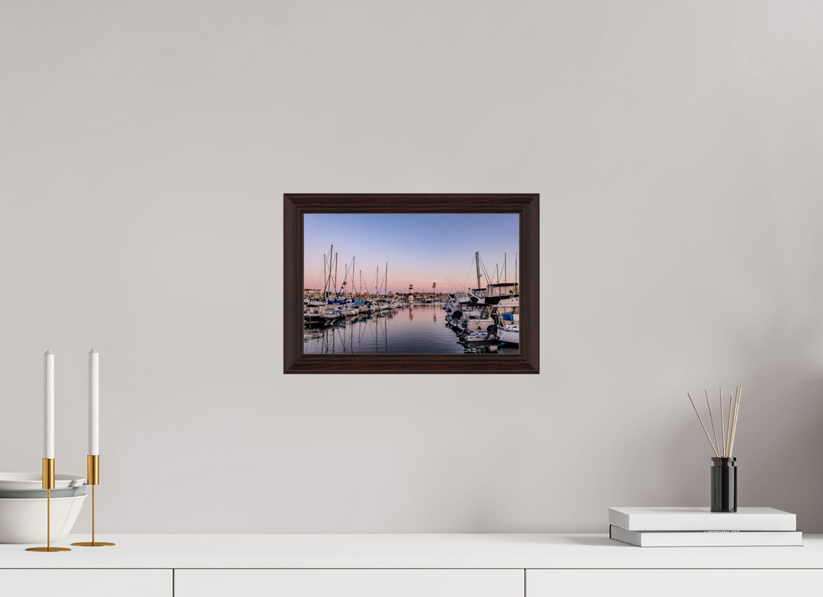 12 x 8″, Dark Brown Wooden Flame under Acrylic glass The Oceanside Harbor