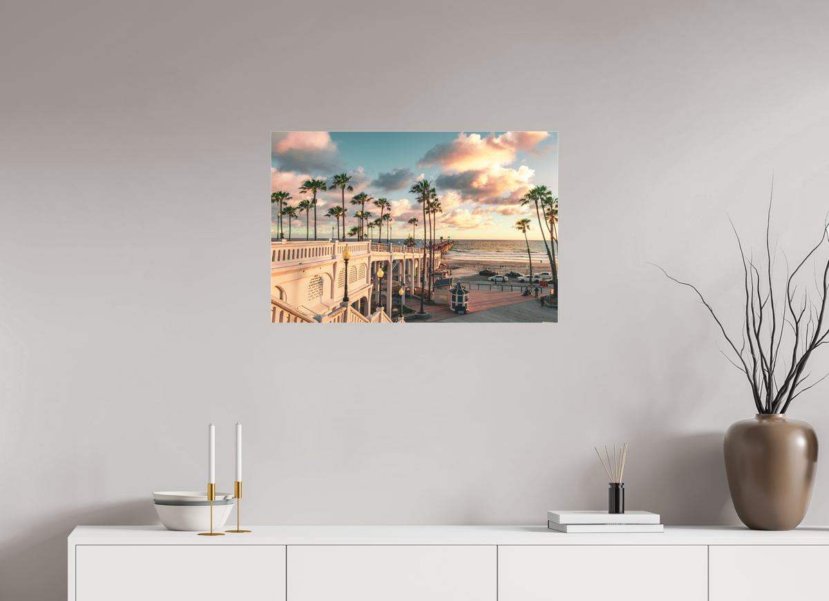 30 x 20″, Photo Print Under Matte Acrylic Glass Beautiful Clouds at the Oceanside Pier