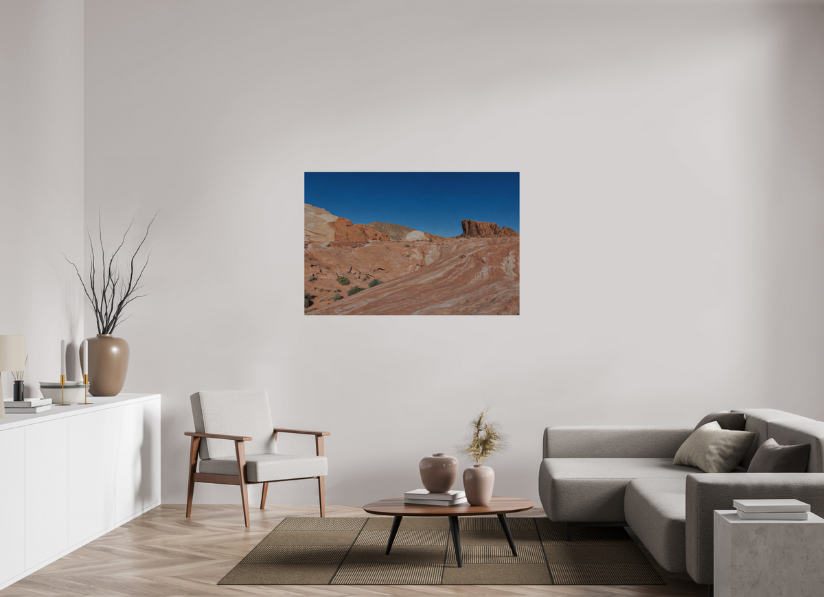 54 x 36″, Direct Print on Brushed Aluminum Sandstone Formation at Fire Wave Trail