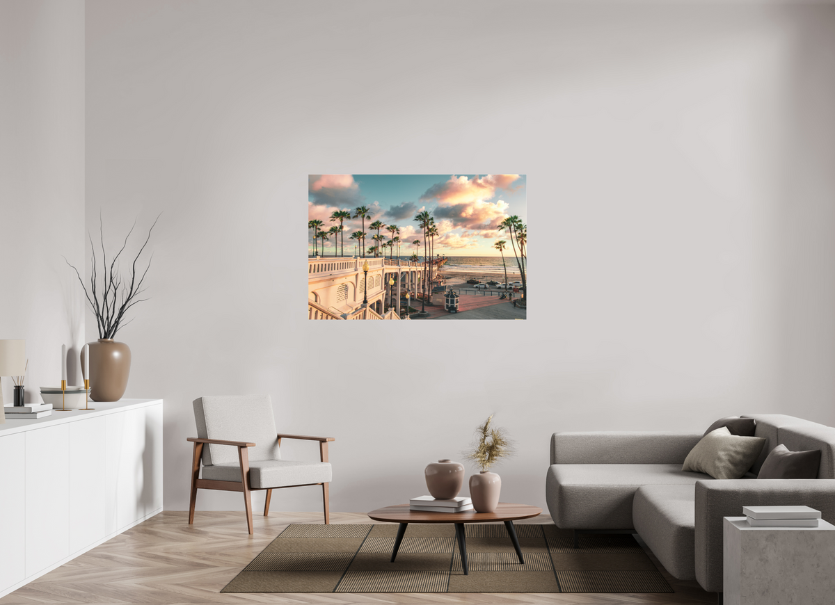 54 x 36″, Photo Print Under Matte Acrylic Glass Beautiful Clouds at the Oceanside Pier