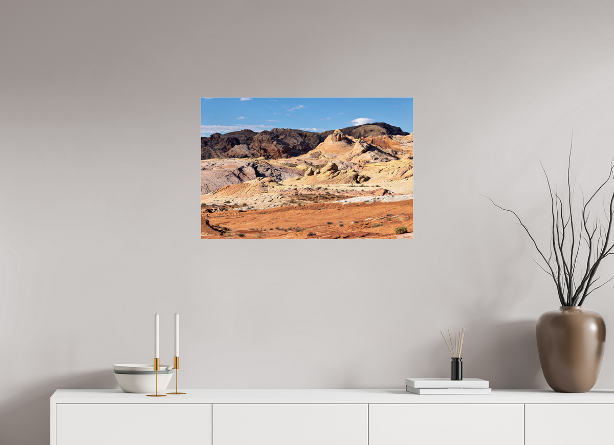 30 x 20″, Metallic Photo Print under Acrylic Glass Sandstone Formation at Fire Wave Trail