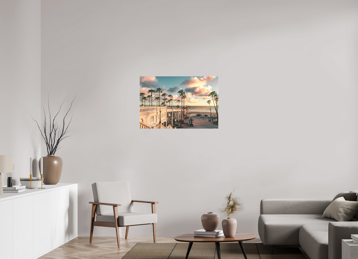 36 x 24″, Photo Print Under Matte Acrylic Glass Beautiful Clouds at the Oceanside Pier
