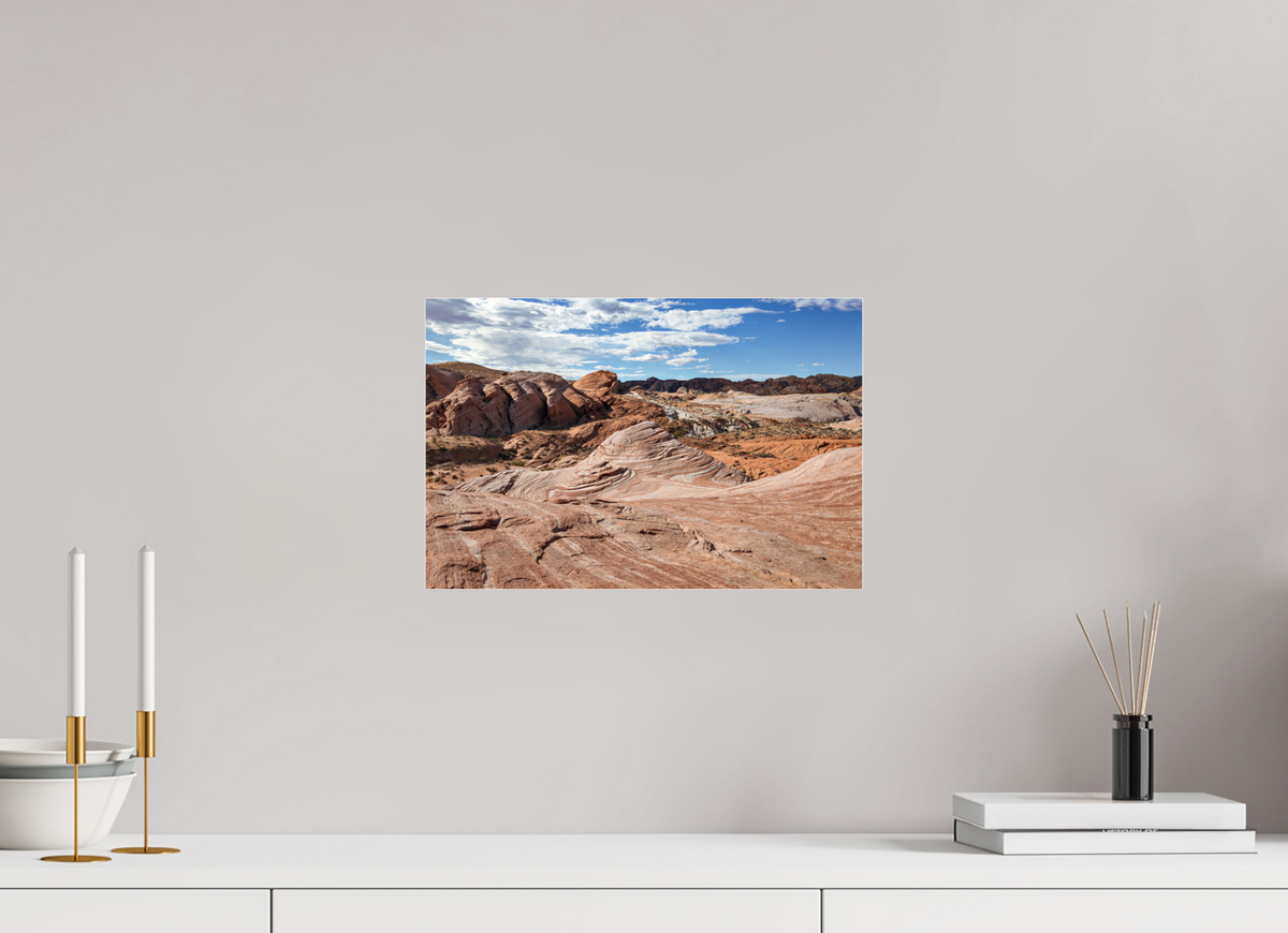 15 x 10″, Metallic Photo Print under Acrylic Glass Sandstone Formation at Fire Wave Trail