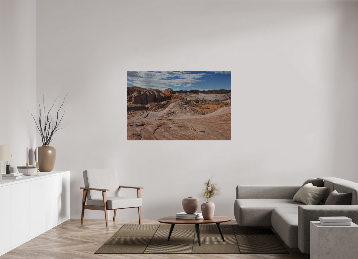 60 x 40″, Direct Print on Brushed Aluminum Sandstone Formation at Fire Wave Trail