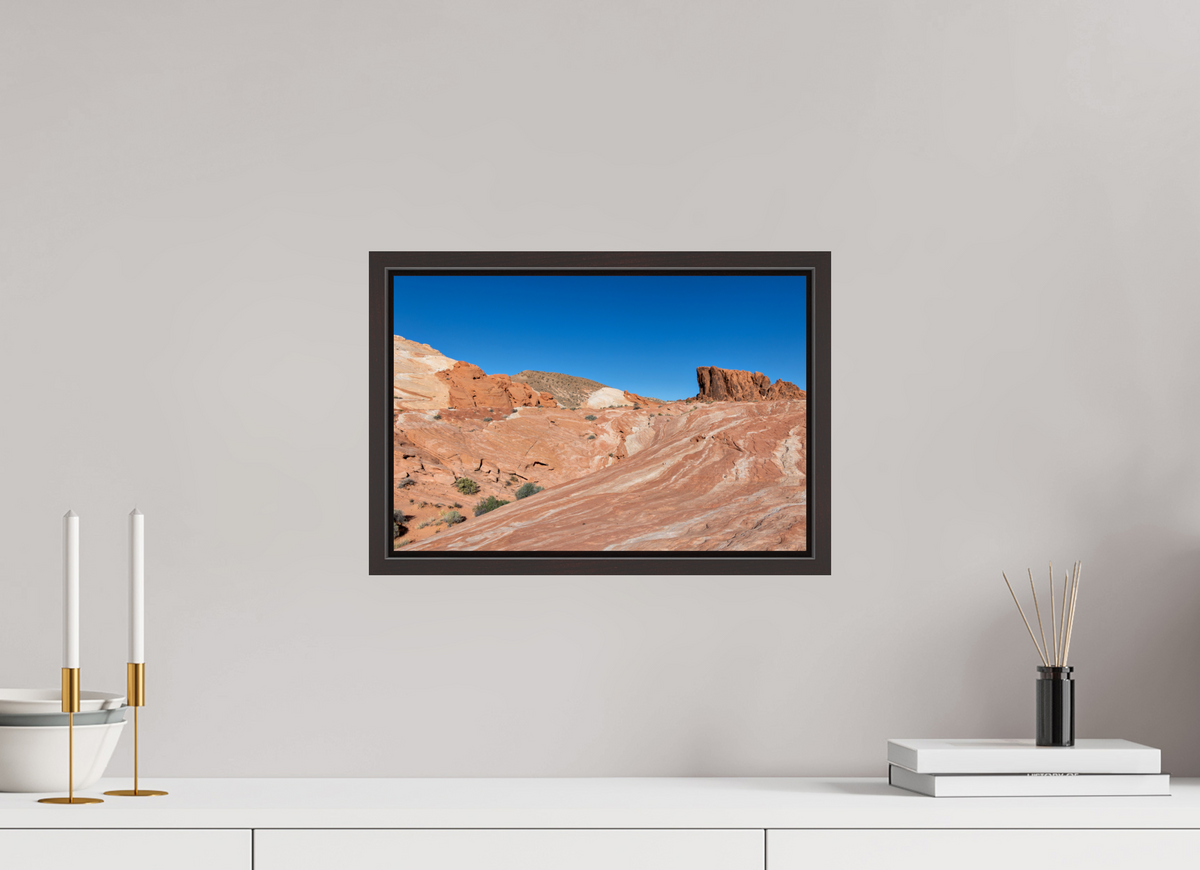 15 x 10″, Alder Brown Wooden Floater Frame Sandstone Formation at Fire Wave Trail