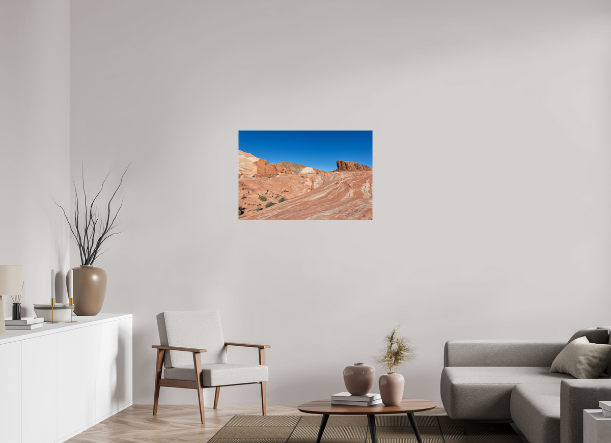 36 x 24″, Metallic Photo Print under Acrylic Glass Sandstone Formation at Fire Wave Trail
