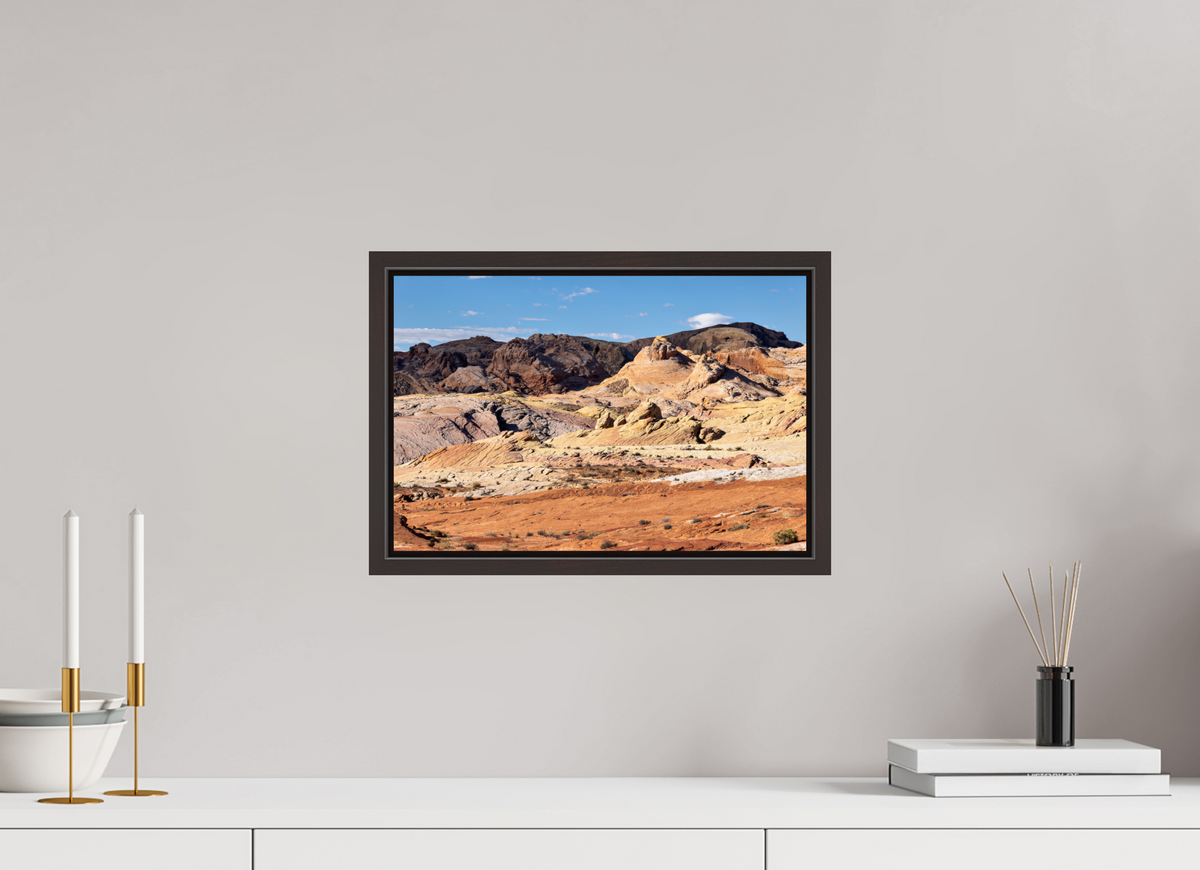 15 x 10″, Alder Brown Wooden Floater Frame Sandstone Formation at Fire Wave Trail