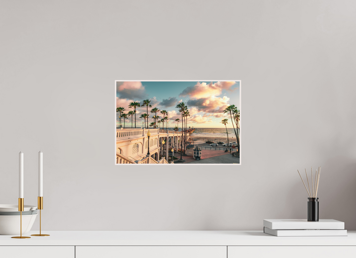 15 x 10″, Solid Wood Artbox Beautiful Clouds at the Oceanside Pier