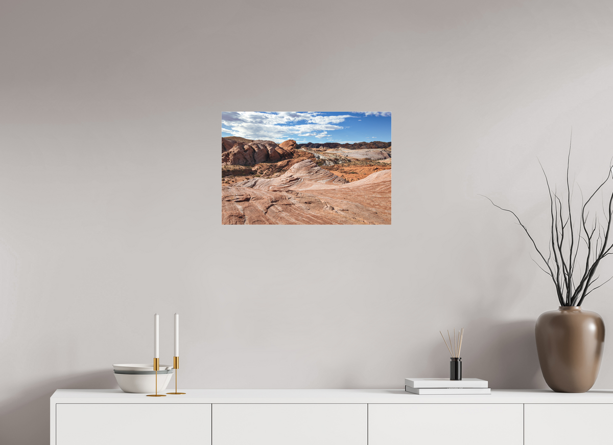 24 x 16″, Photo Print Under Matte Acrylic Glass Sandstone Formation at Fire Wave Trail