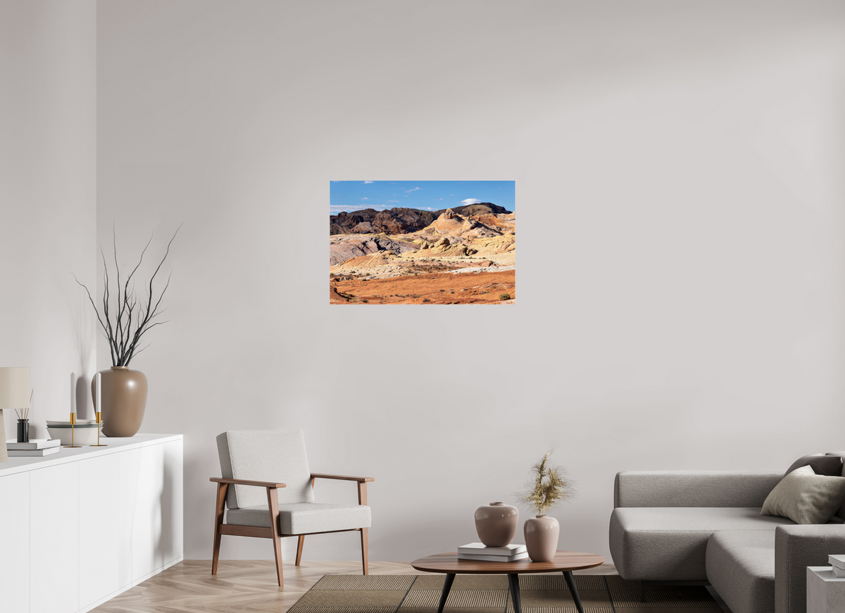 36 x 24″, Metallic Photo Print under Acrylic Glass Sandstone Formation at Fire Wave Trail