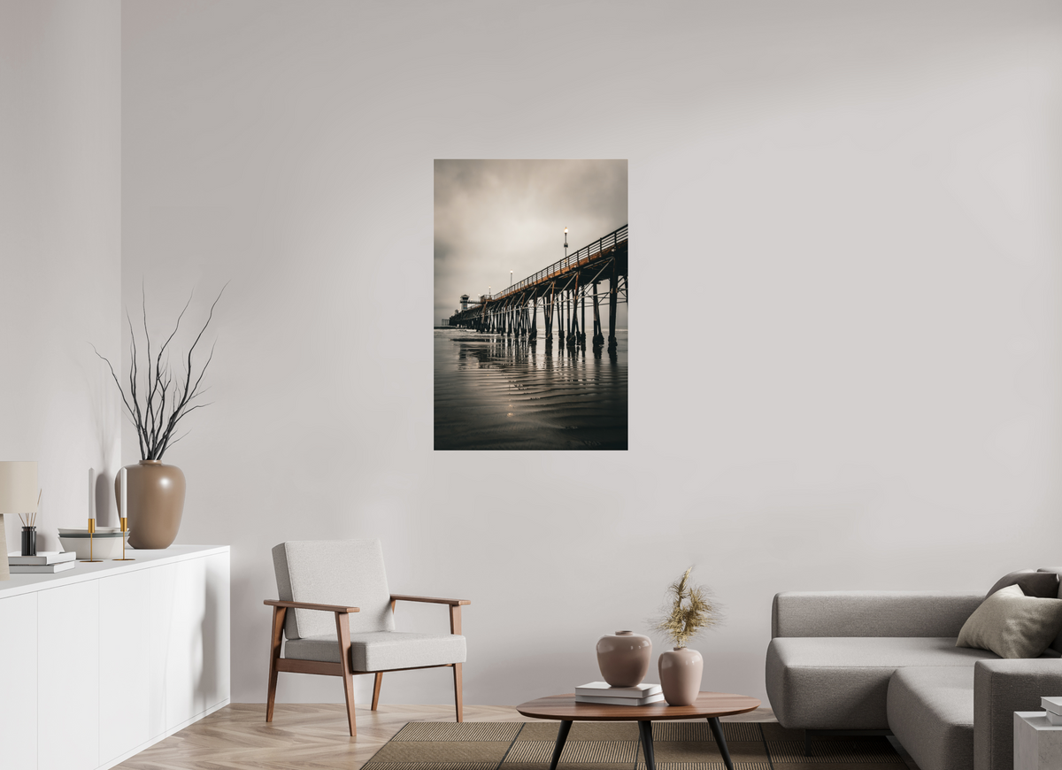 30 x 45″, Metallic Photo Print under Acrylic Glass Oceanside Pier in the Morning