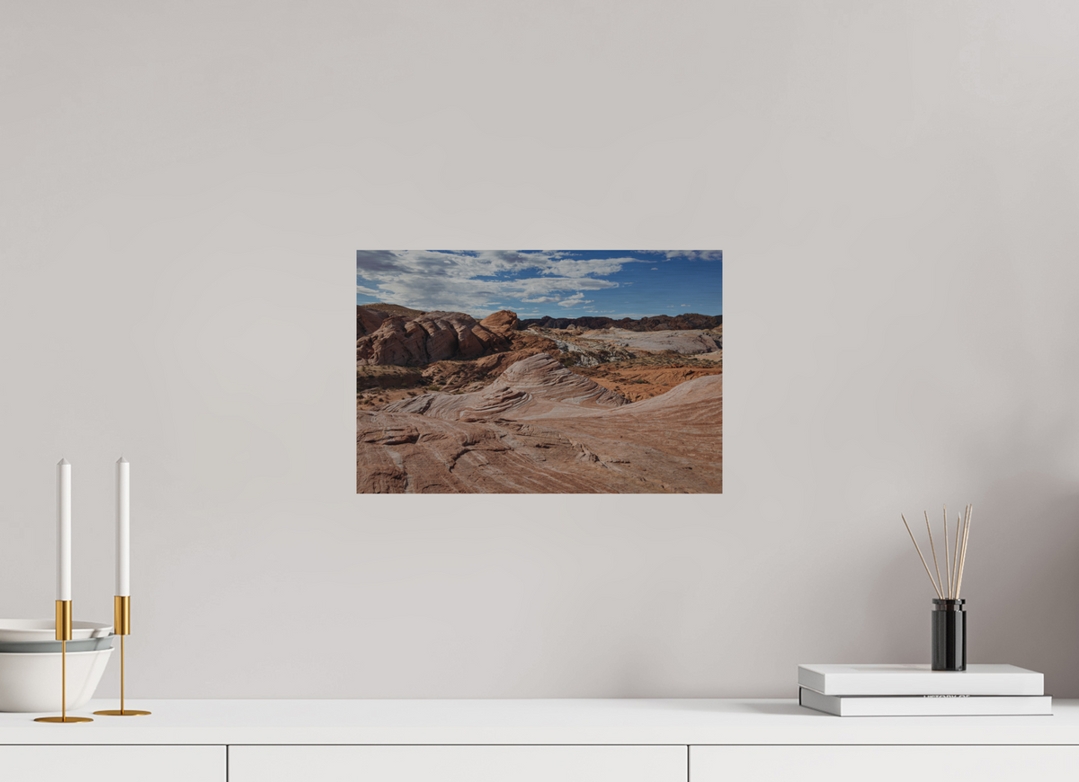 15 x 10″, Direct Print on Brushed Aluminum Sandstone Formation at Fire Wave Trail