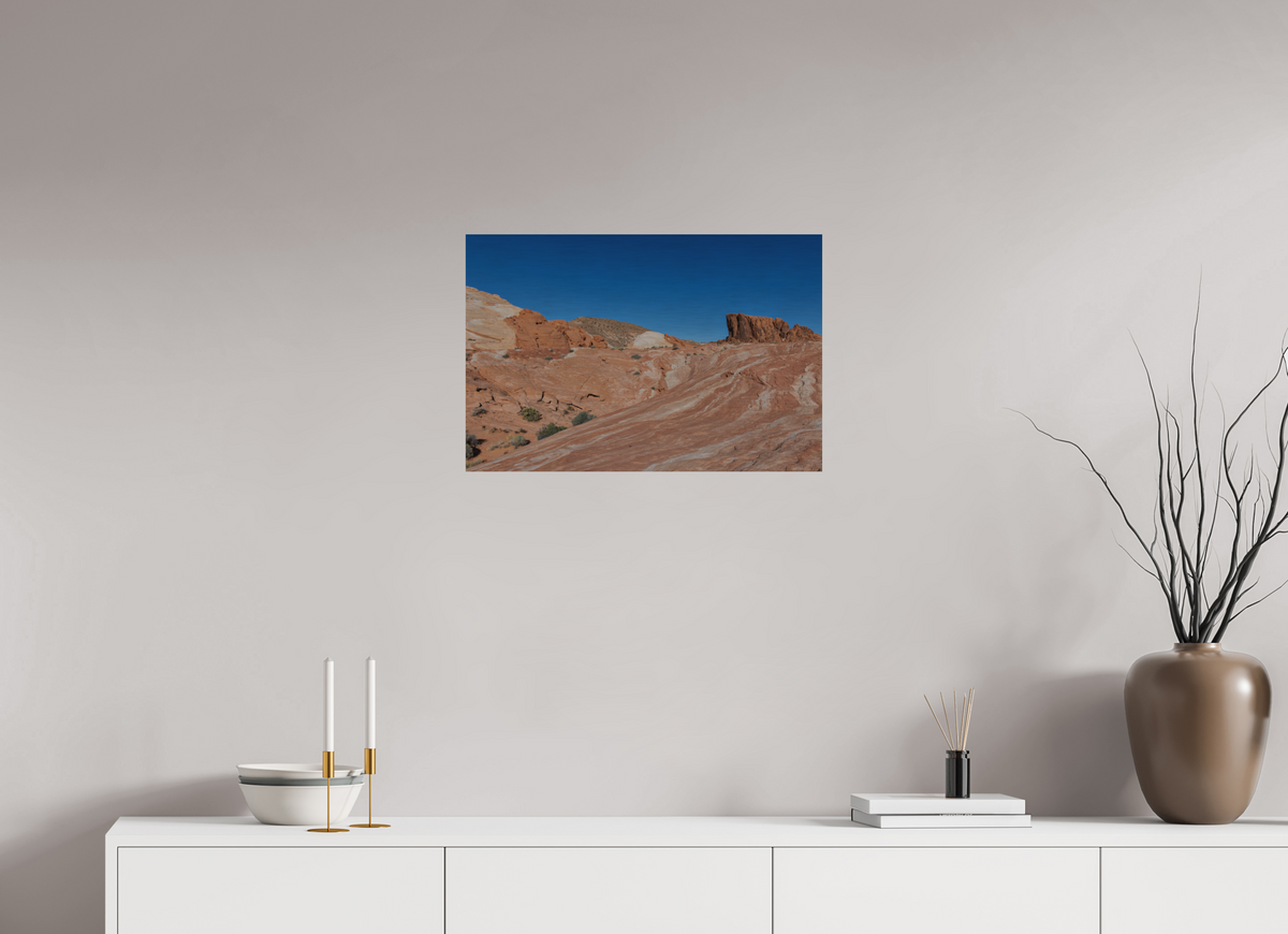 24 x 16″, Direct Print on Brushed Aluminum Sandstone Formation at Fire Wave Trail