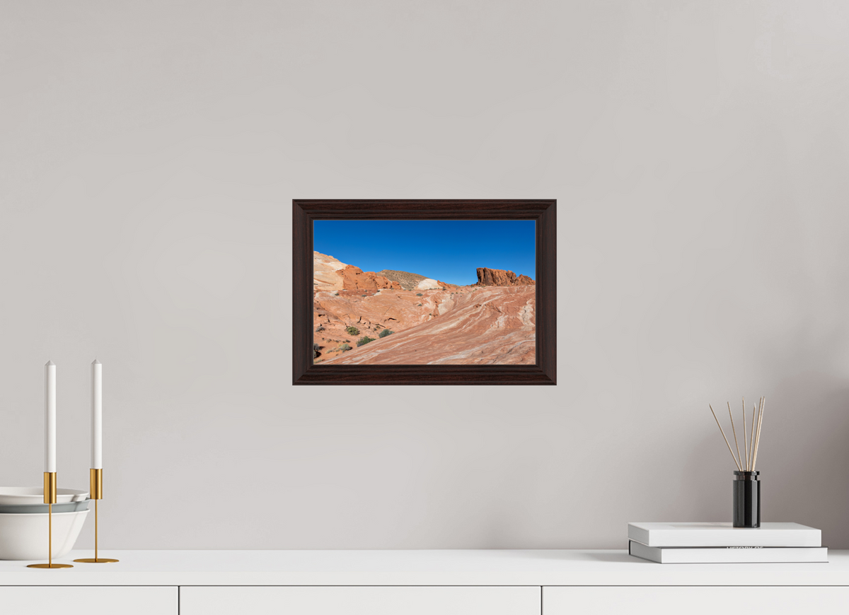 12 x 8″, Dark Brown Wooden Flame under Acrylic glass Sandstone Formation at Fire Wave Trail