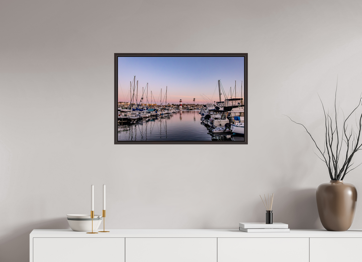 30 x 20″, Alder Brown Wooden Floater Frame The Oceanside Harbor