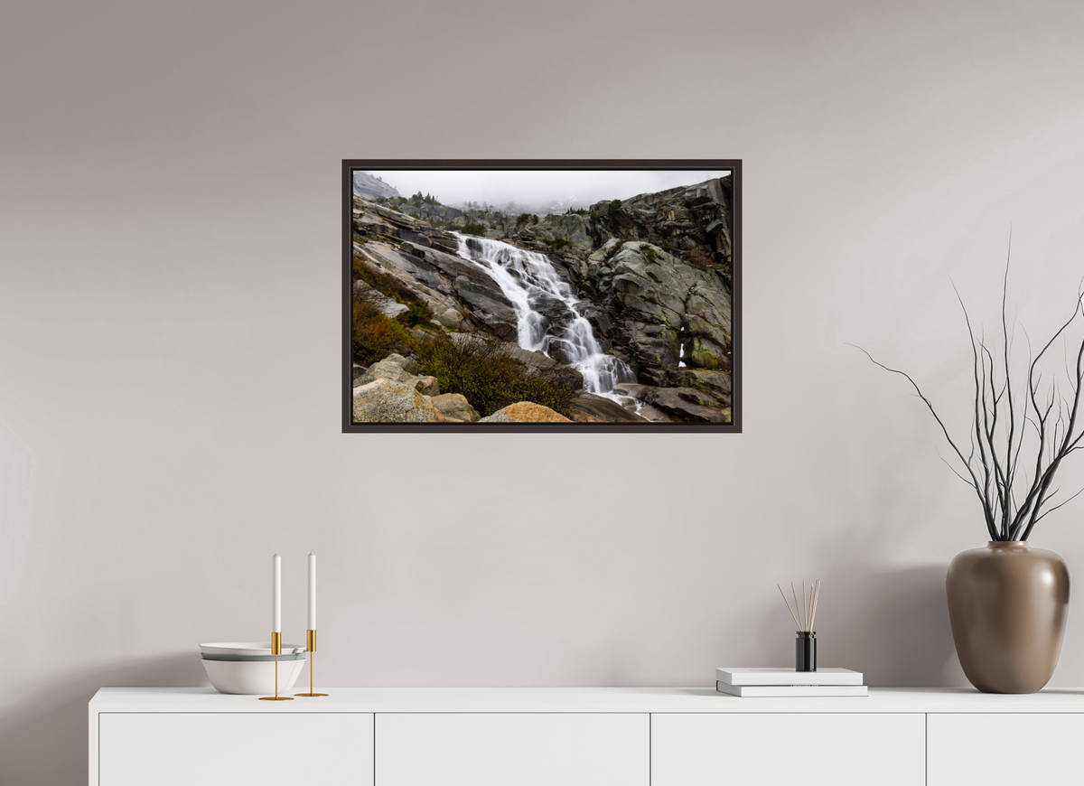 30 x 20″, Alder Brown Wooden Floater Frame Tokopah Falls