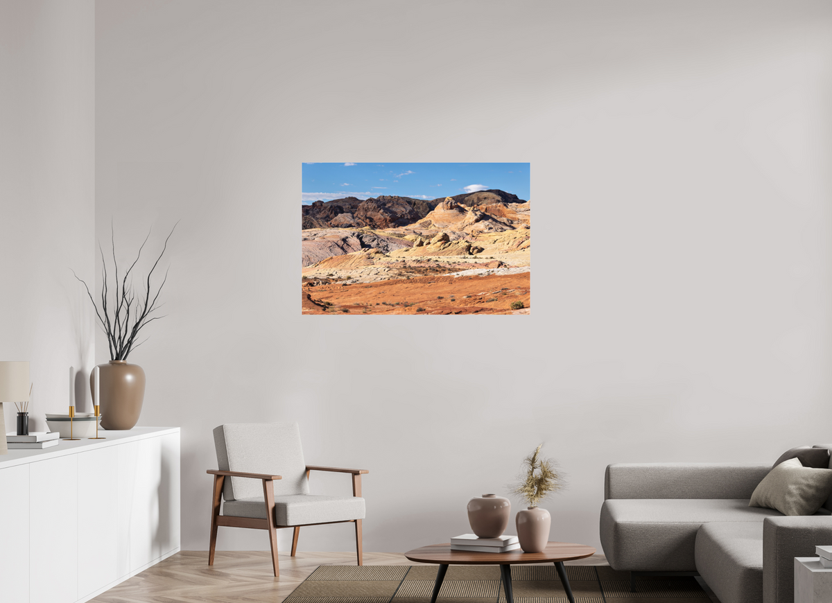 45 x 30″, Fine Art Pigment under Acrylic Glass Sandstone Formation at Fire Wave Trail