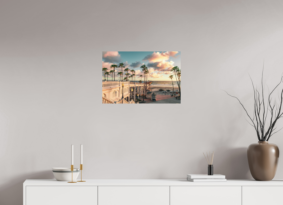 24 x 16″, Metal on Aluminum Backing Beautiful Clouds at the Oceanside Pier