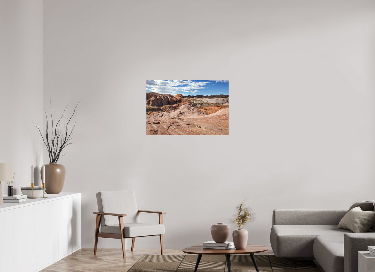 36 x 24″, Direct Print on Aluminum Dibond Sandstone Formation at Fire Wave Trail