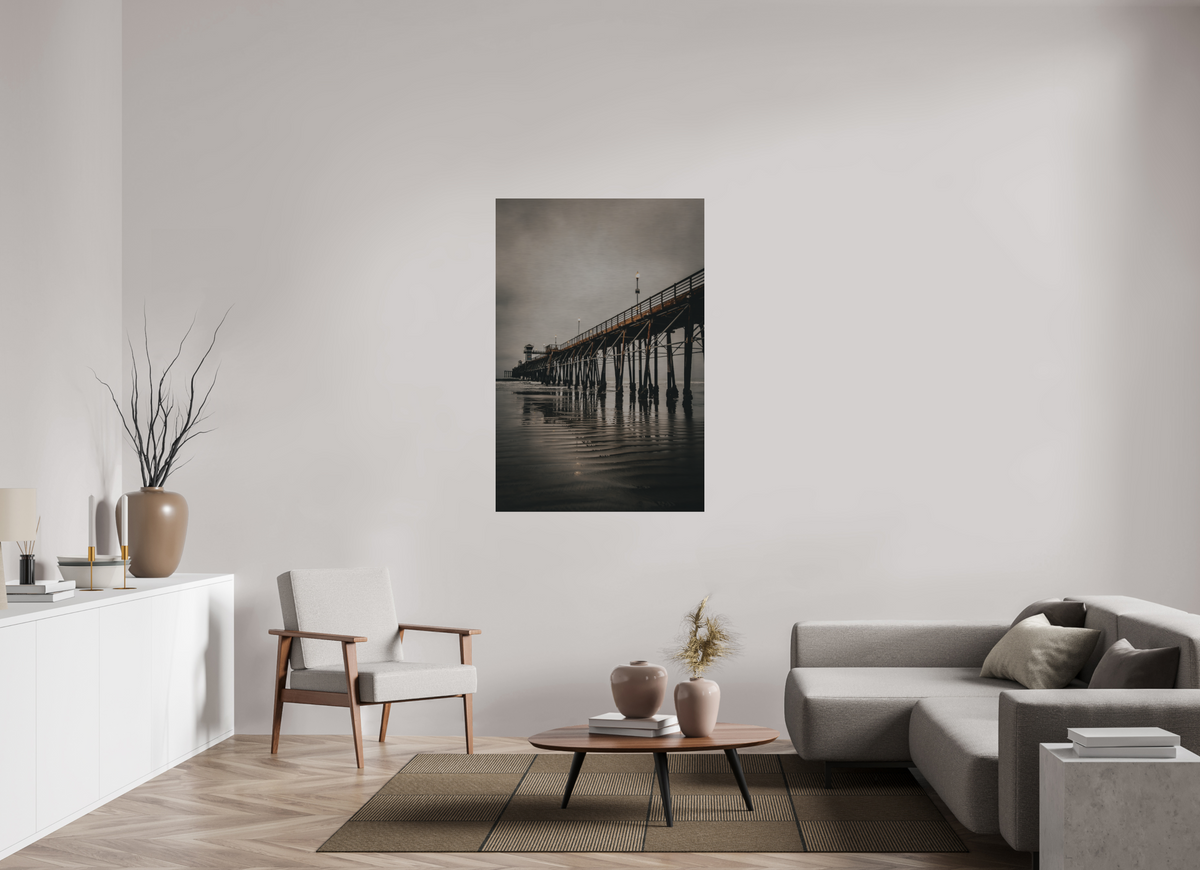 36 x 54″, Direct Print on Brushed Aluminum Oceanside Pier in the Morning