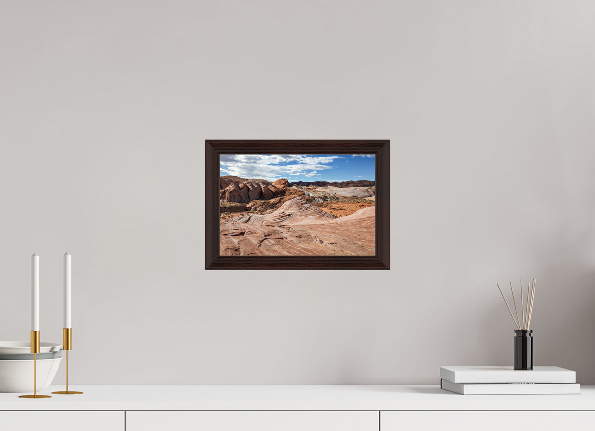 12 x 8″, Dark Brown Wooden Flame under Acrylic glass Sandstone Formation at Fire Wave Trail