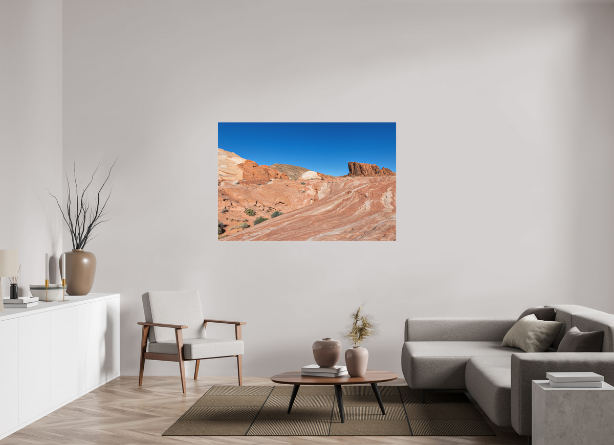 60 x 40″, Photo Print Under Matte Acrylic Glass Sandstone Formation at Fire Wave Trail