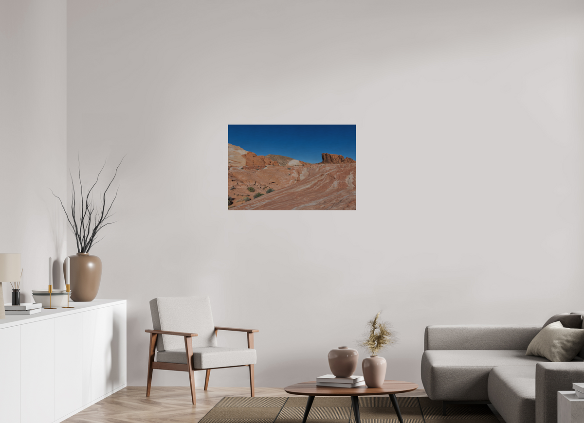 36 x 24″, Direct Print on Brushed Aluminum Sandstone Formation at Fire Wave Trail
