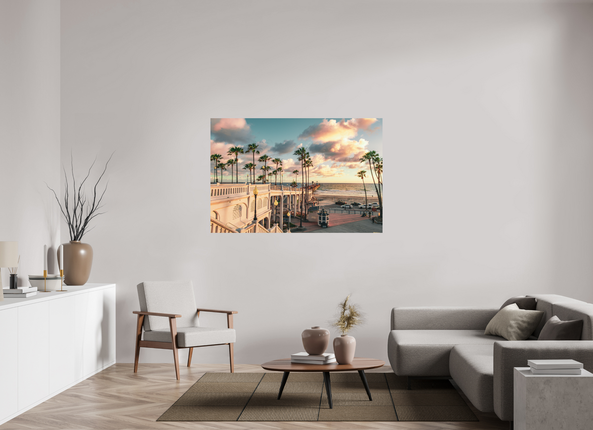 60 x 40″, Fine Art Print on Aluminum Dibond Beautiful Clouds at the Oceanside Pier