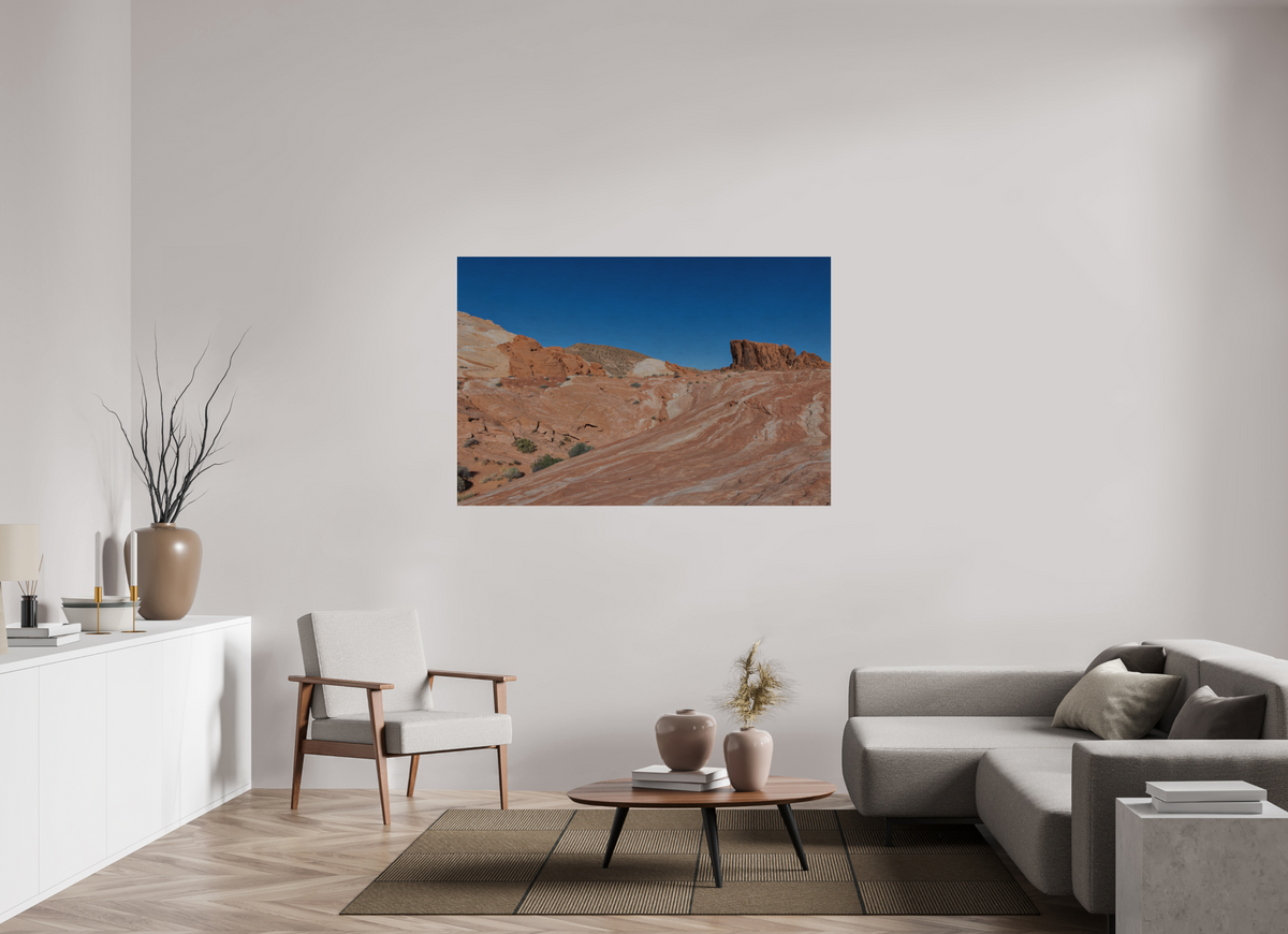 60 x 40″, Direct Print on Brushed Aluminum Sandstone Formation at Fire Wave Trail