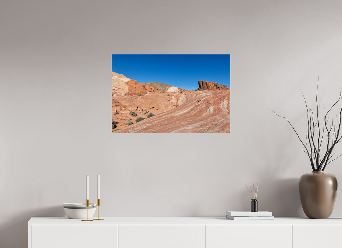 30 x 20″, Metallic Photo Print under Acrylic Glass Sandstone Formation at Fire Wave Trail