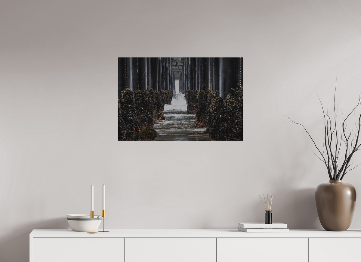 30 x 20″, Direct Print on Brushed Aluminum Under the Oceanside Pier
