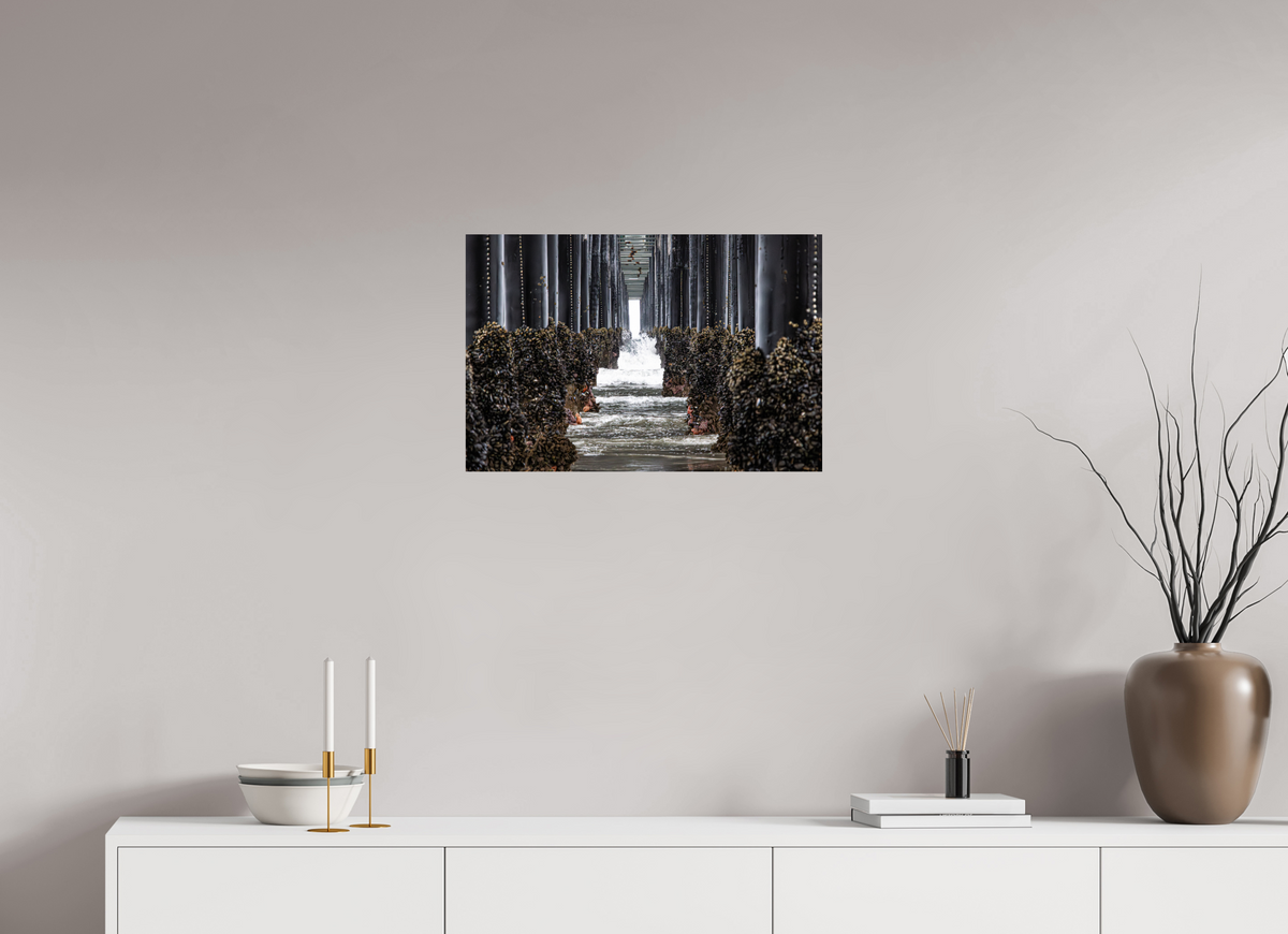 24 x 16″, Fine Art Print on Aluminum Dibond Under the Oceanside Pier