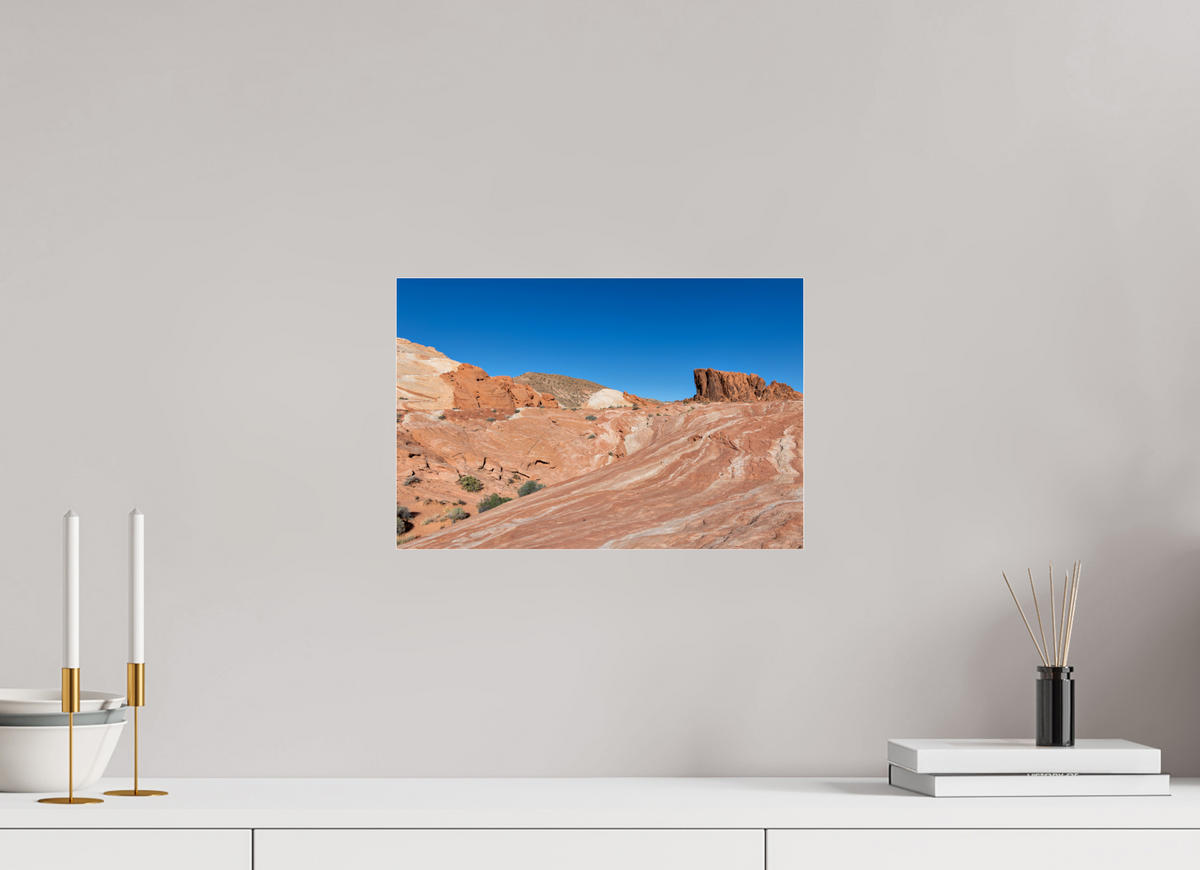 15 x 10″, Metallic Photo Print under Acrylic Glass Sandstone Formation at Fire Wave Trail
