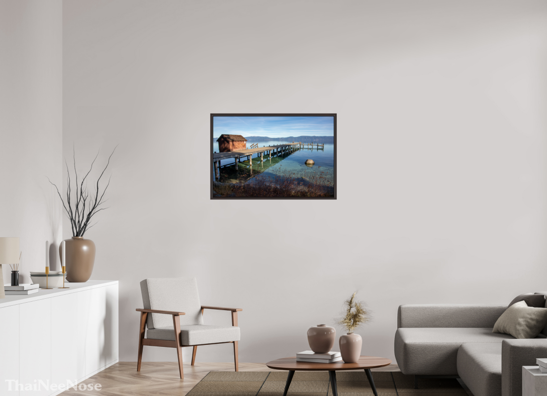 36 x 24″, Alder Brown Wooden Floater Frame Lake Tahoe on the West Side
