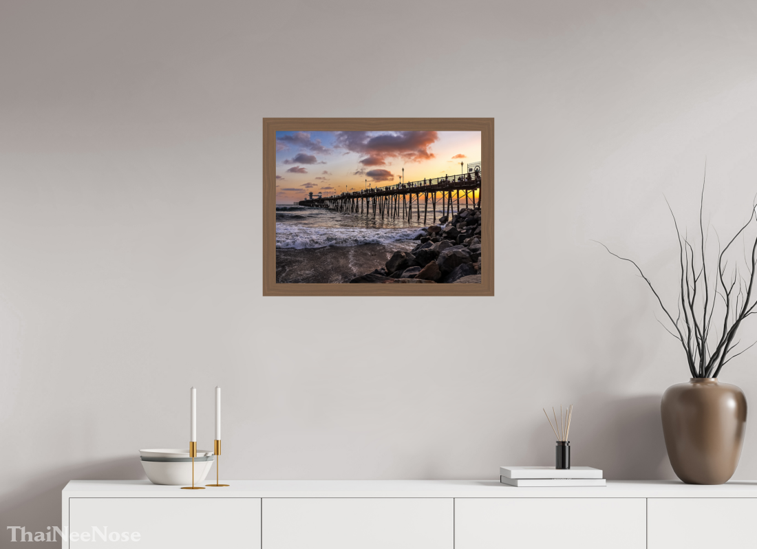 24 x 18″, Walnut Wooden Frame under Acrylic Glass The Oceanside Pier