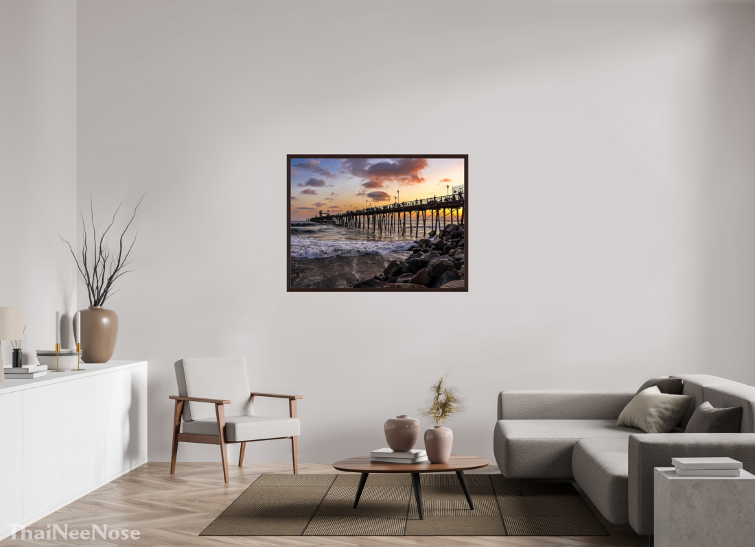 48 x 36″, Dark Brown Wooden Flame under Acrylic glass The Oceanside Pier