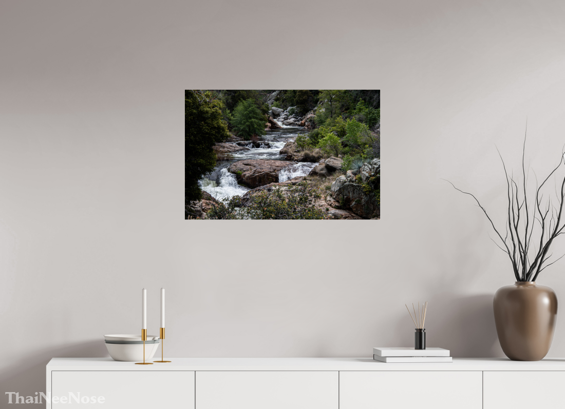 30 x 20″, Metallic Photo Print under Acrylic Glass Three Rivers Gateway to Sequoia National Park