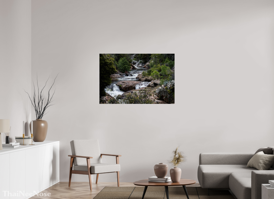 45 x 30″, Metallic Photo Print under Acrylic Glass Three Rivers Gateway to Sequoia National Park