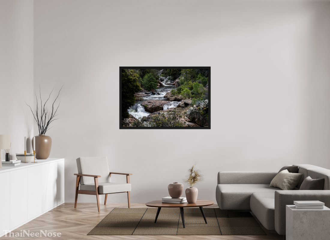 54 x 36″, Black Oak Wooden Flame under Acrylic Glass Three Rivers Gateway to Sequoia National Park